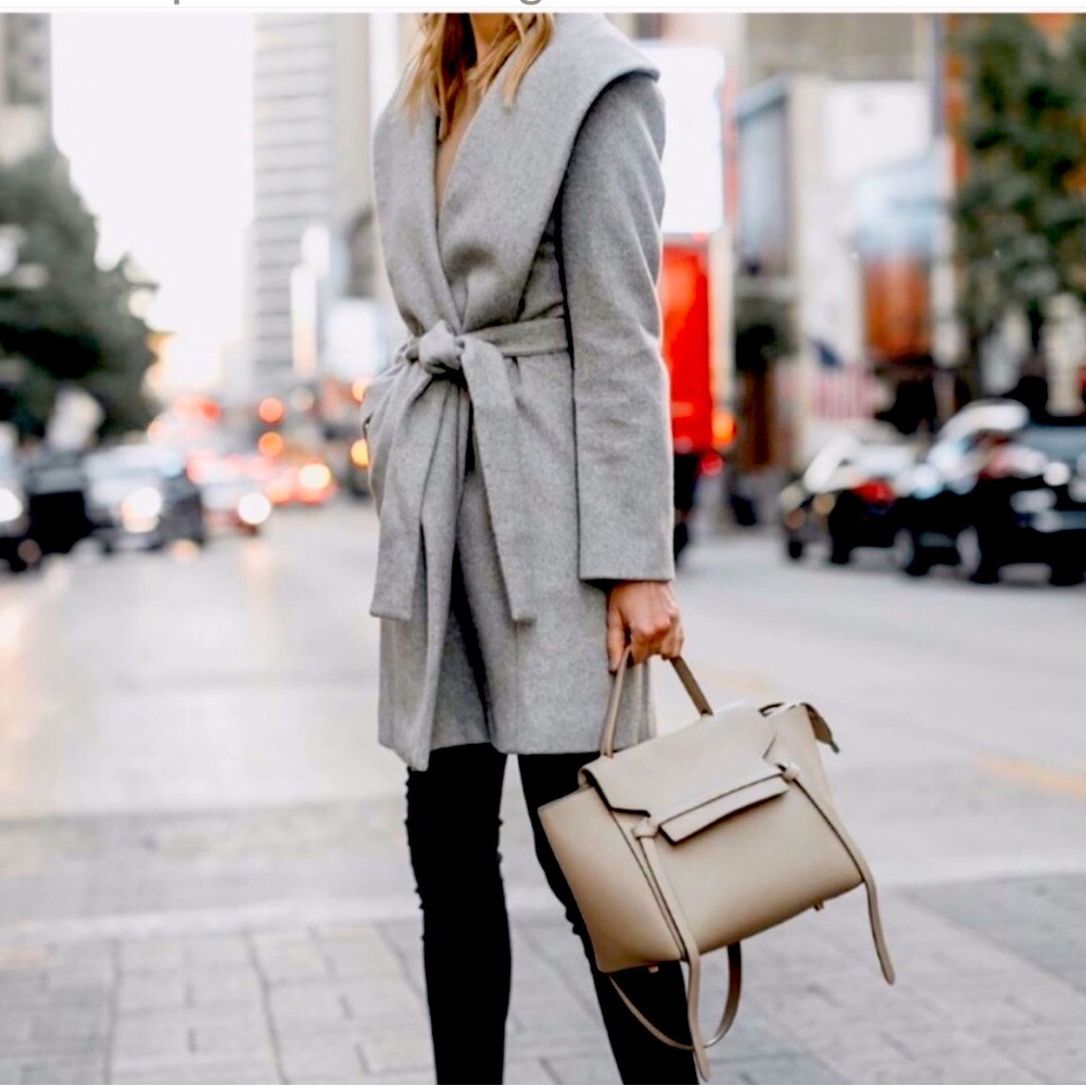 Ann Taylor Shawl Collar Wrap Coat Grey Sz Medium New With Tags